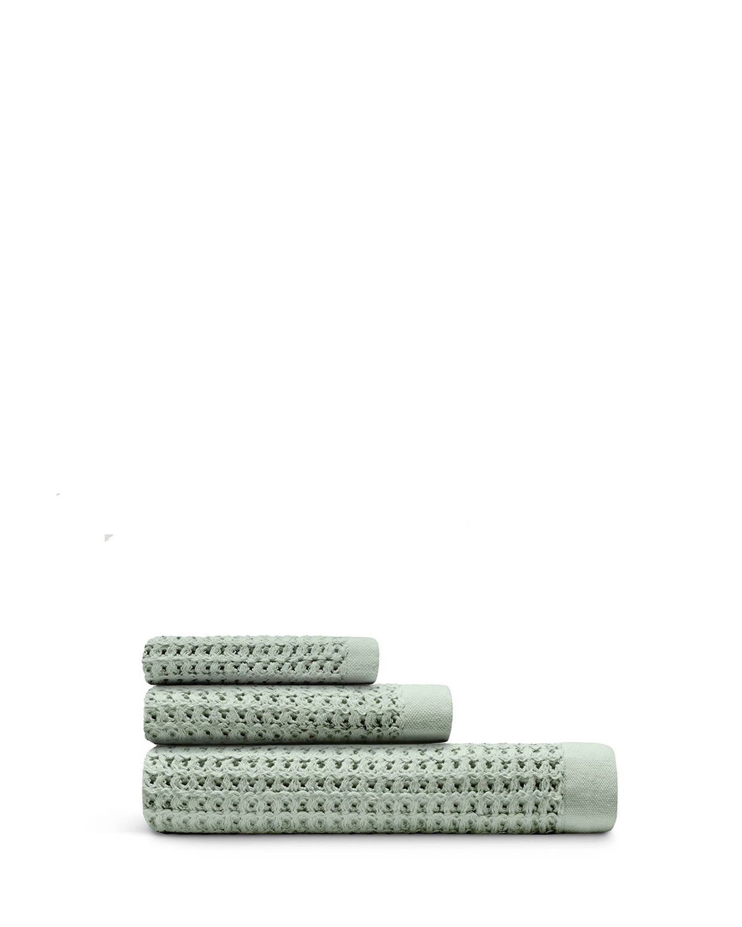 Onsen Waffle Weave Bath Towel Set, Supima Cotton, Sage, 3-Piece